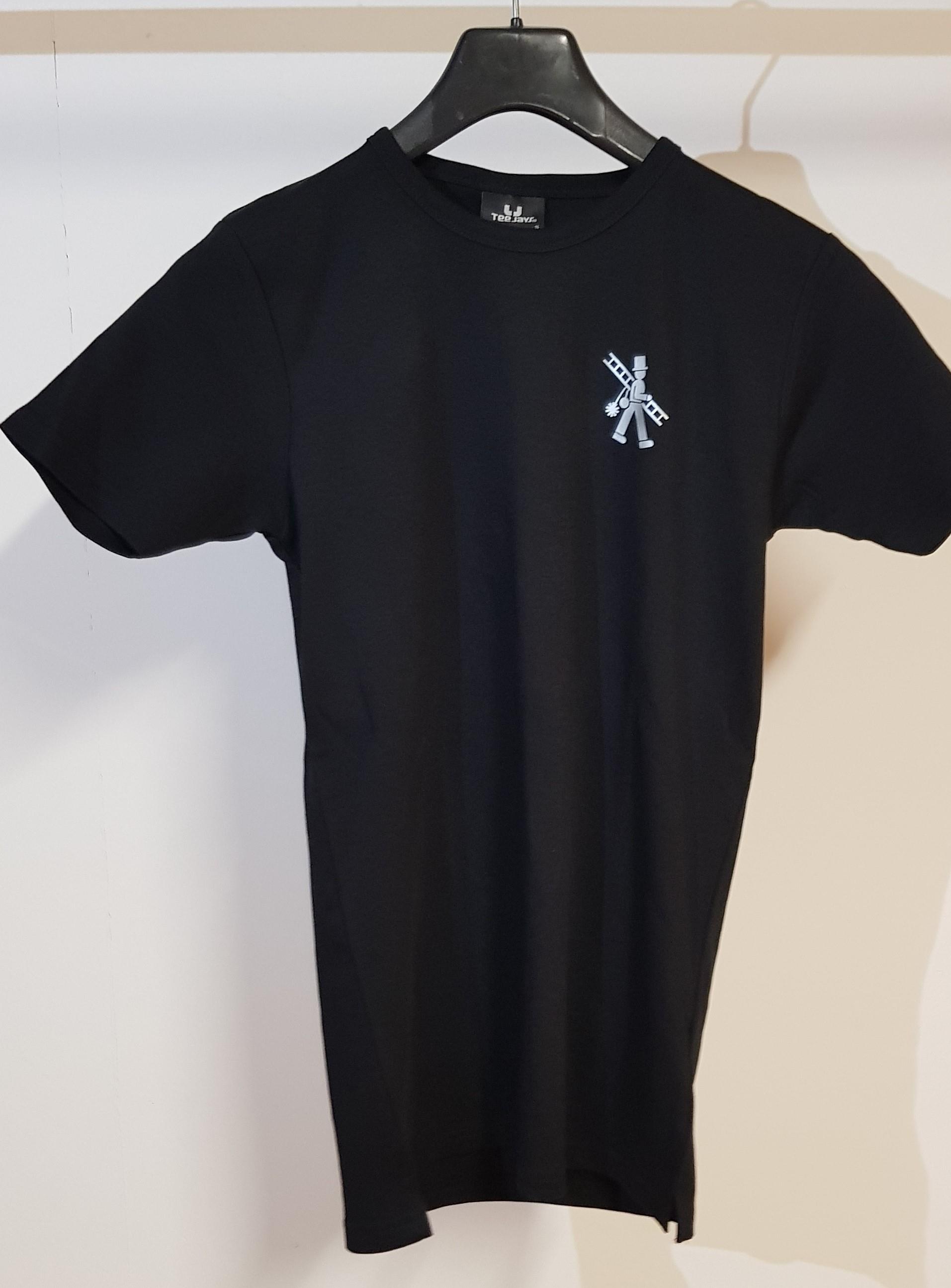 Bodyfit T-Shirt schwarz mit silber reflektierendem Schornsteinfeger, Gr. M